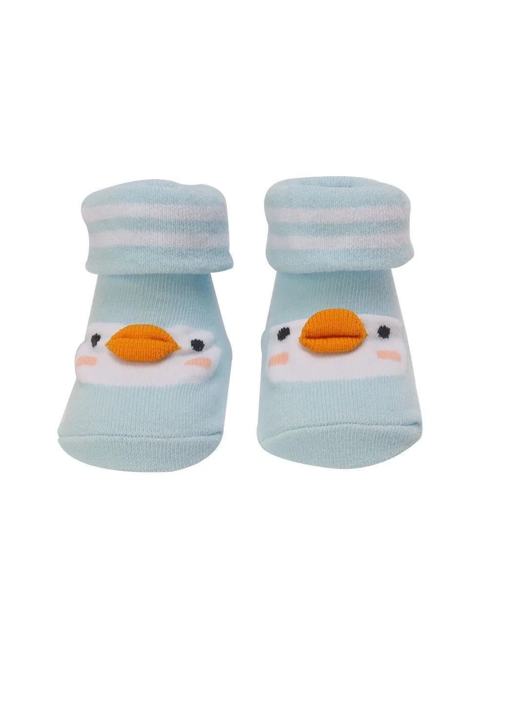Duck Face Baby Socks with Stripes and Non-Slip Soles