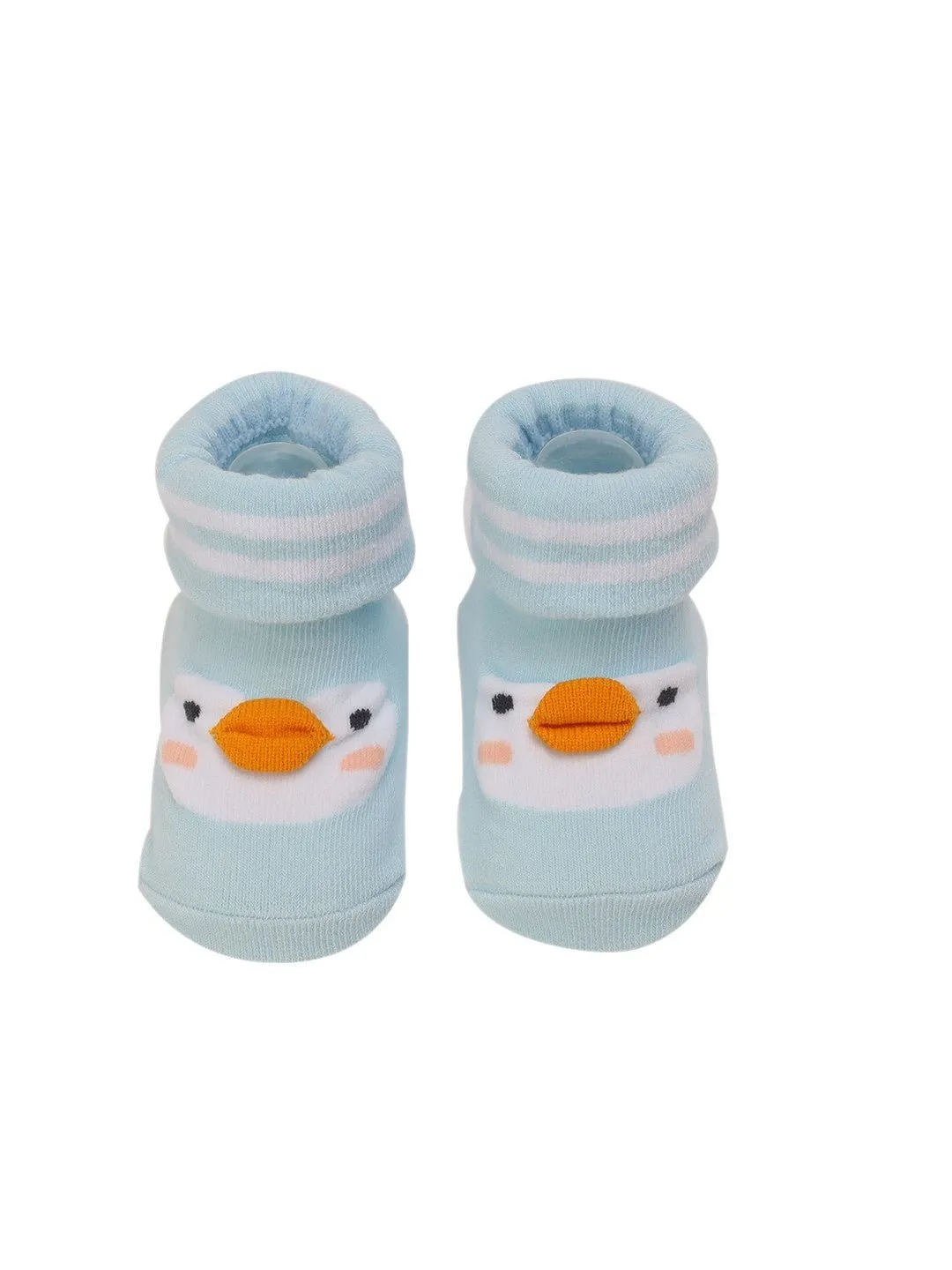 Duck Face Baby Socks with Stripes and Non-Slip Soles