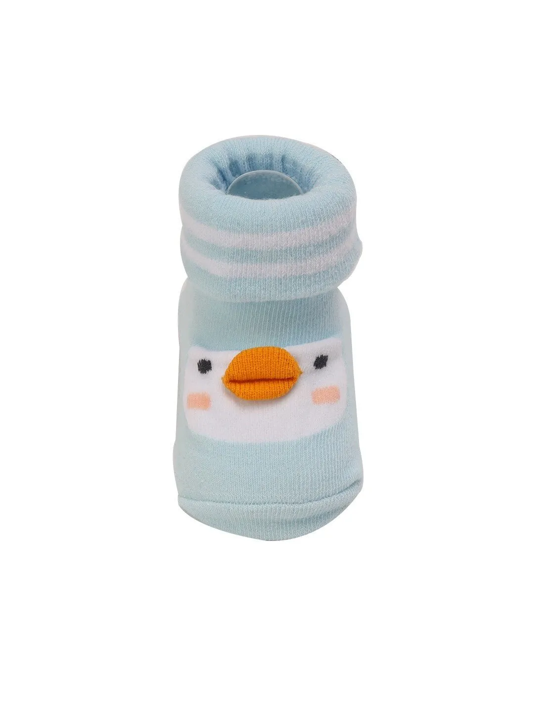Duck Face Baby Socks with Stripes and Non-Slip Soles
