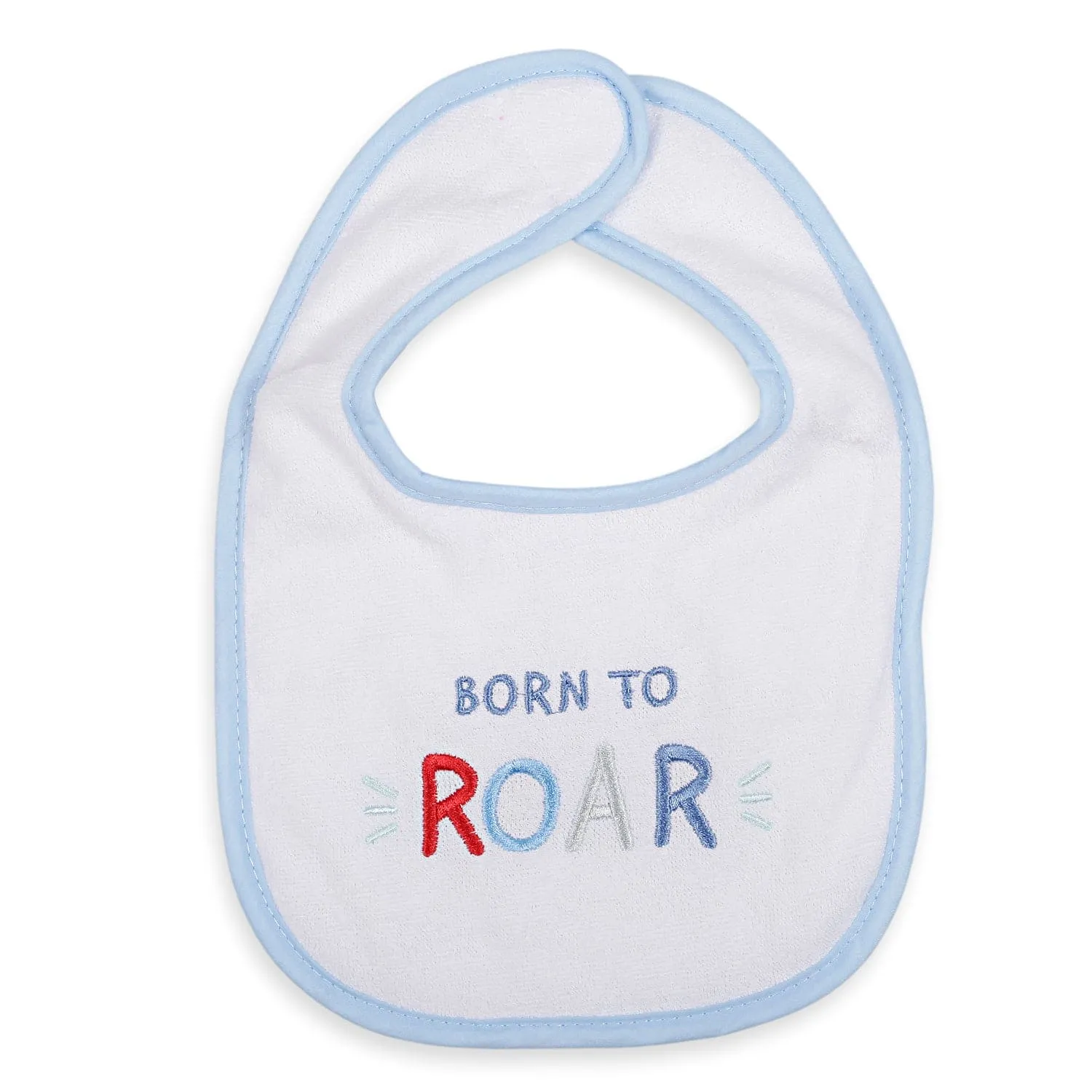Feeding Bibs Pack Of 3 Roaring Animals White Blue And Beige
