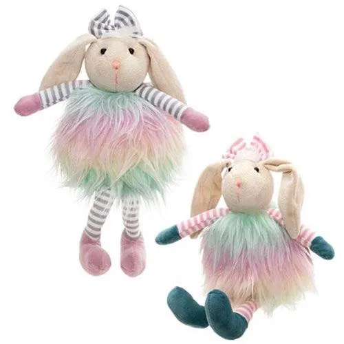 Fuzzy Sitting Rainbow Bunny 2/Set