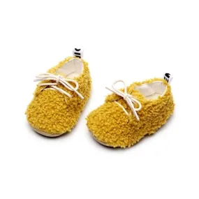 Fuzzy Soft Sole Lace-up Booties 0-24M