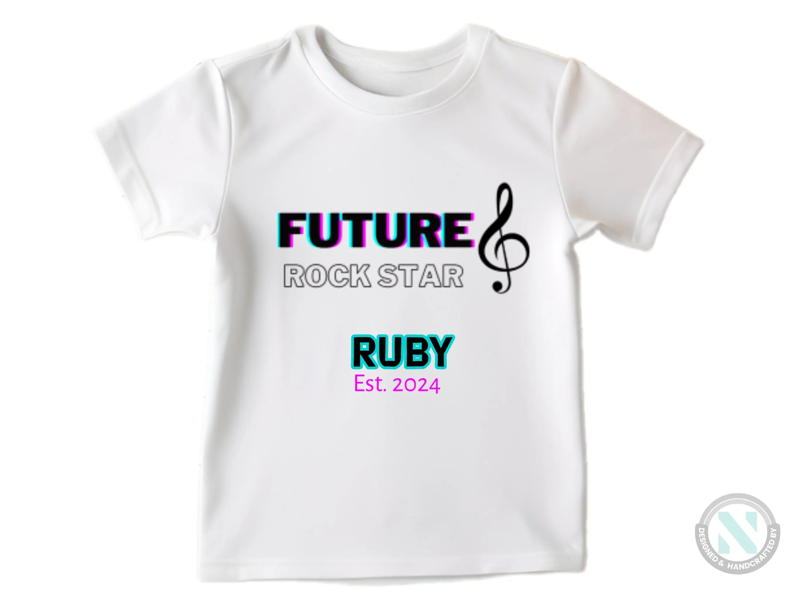 Girls Custom Name And Date Baby Bodysuit With Text Future Rock Star,