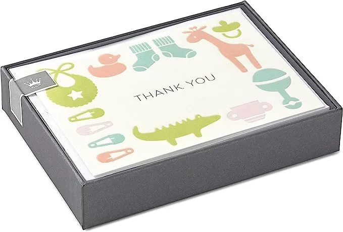 Hallmark Baby Shower Thank You Cards, Gender Neutral (10 Cards with Envelopes for Baby Boy or Baby Girl) - 5STZ5032, Baby Icons