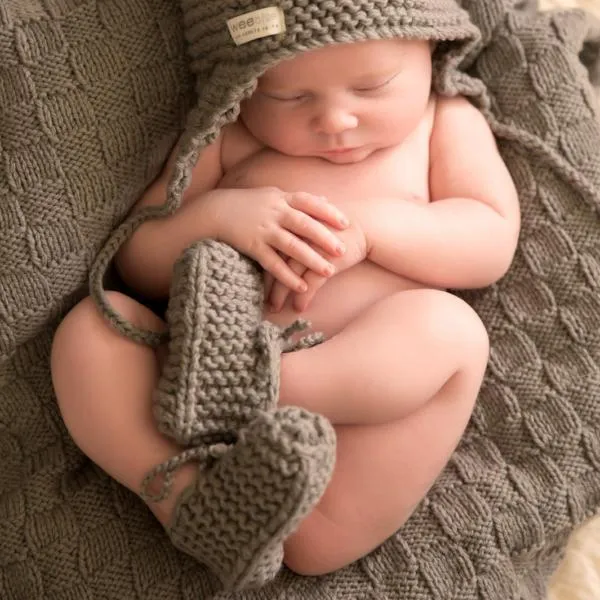 Hand Knitted Chunky Booties  - Mushroom