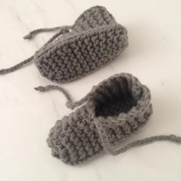 Hand Knitted Chunky Booties  - Mushroom