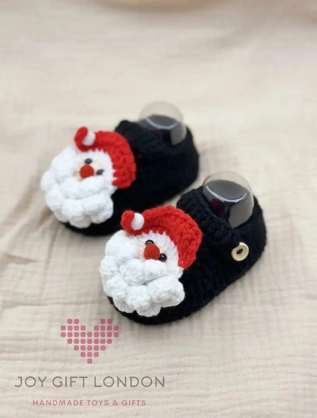 Handmade Crochet Baby Booties Santa Claus Pattern