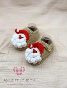 Handmade Crochet Baby Booties Santa Claus Pattern