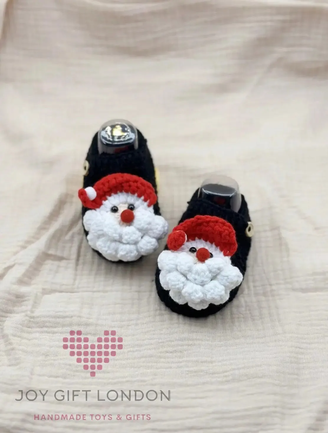 Handmade Crochet Baby Booties Santa Claus Pattern