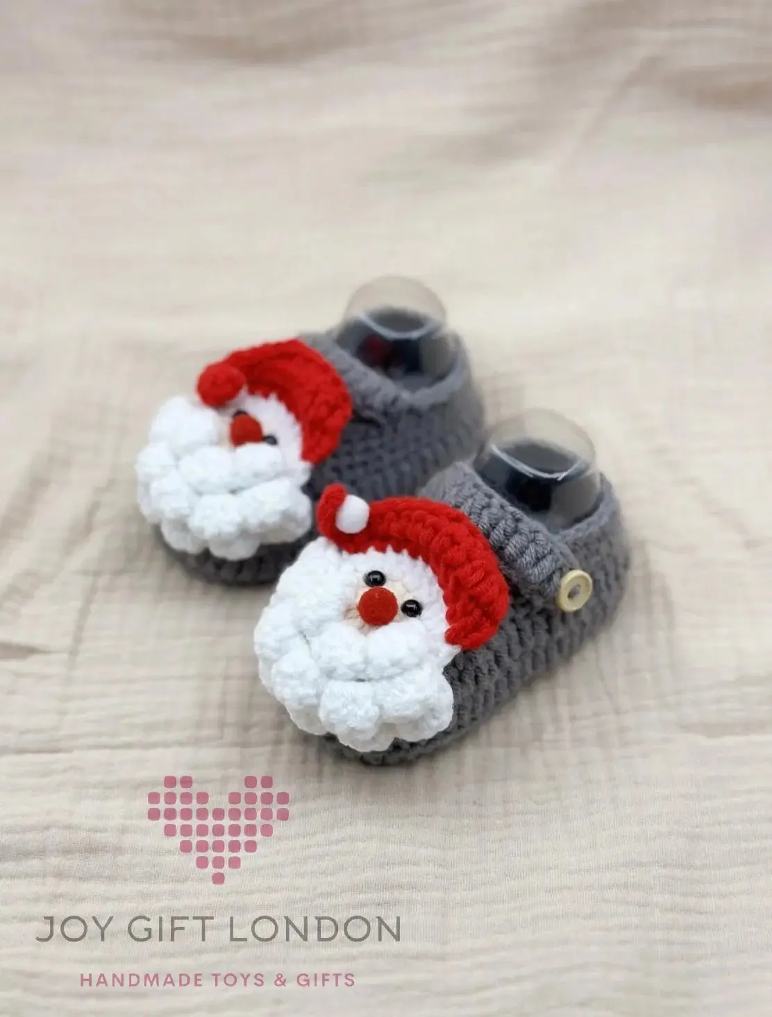 Handmade Crochet Baby Booties Santa Claus Pattern