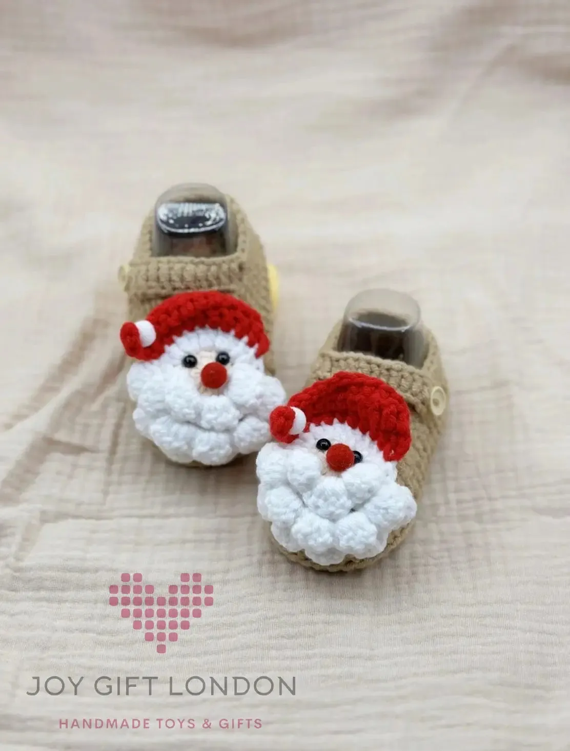 Handmade Crochet Baby Booties Santa Claus Pattern