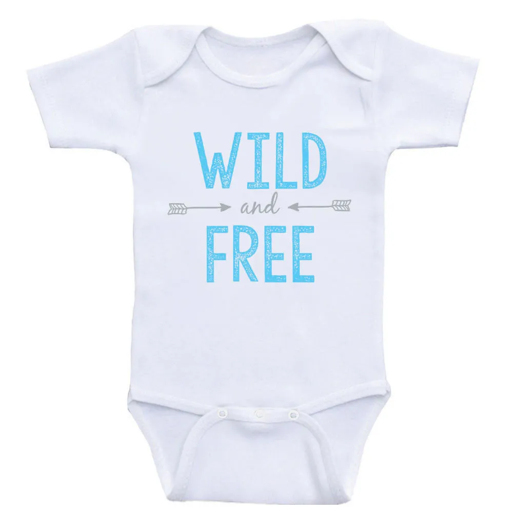 Hipster One Piece Baby Shirt "Wild and Free" Cute Baby Bodysuit