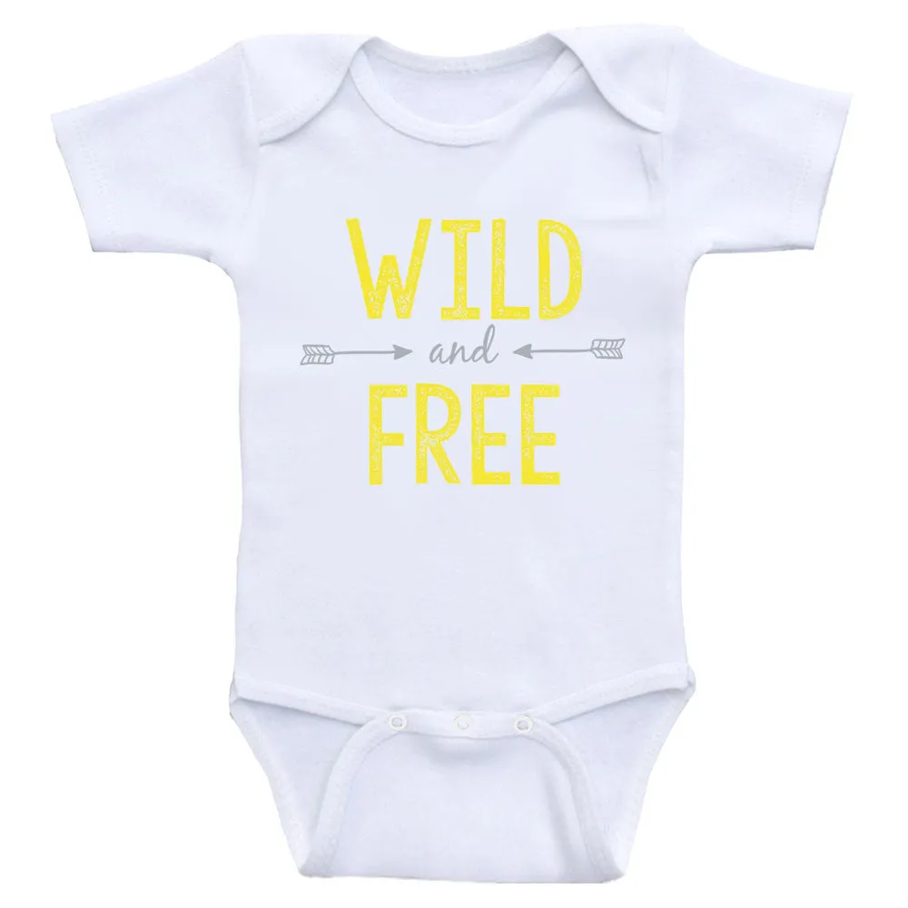 Hipster One Piece Baby Shirt "Wild and Free" Cute Baby Bodysuit