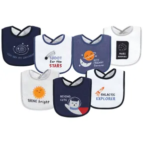 Hudson Baby Cotton Terry Drooler Bibs with Fiber Filling, Galactic Explorer