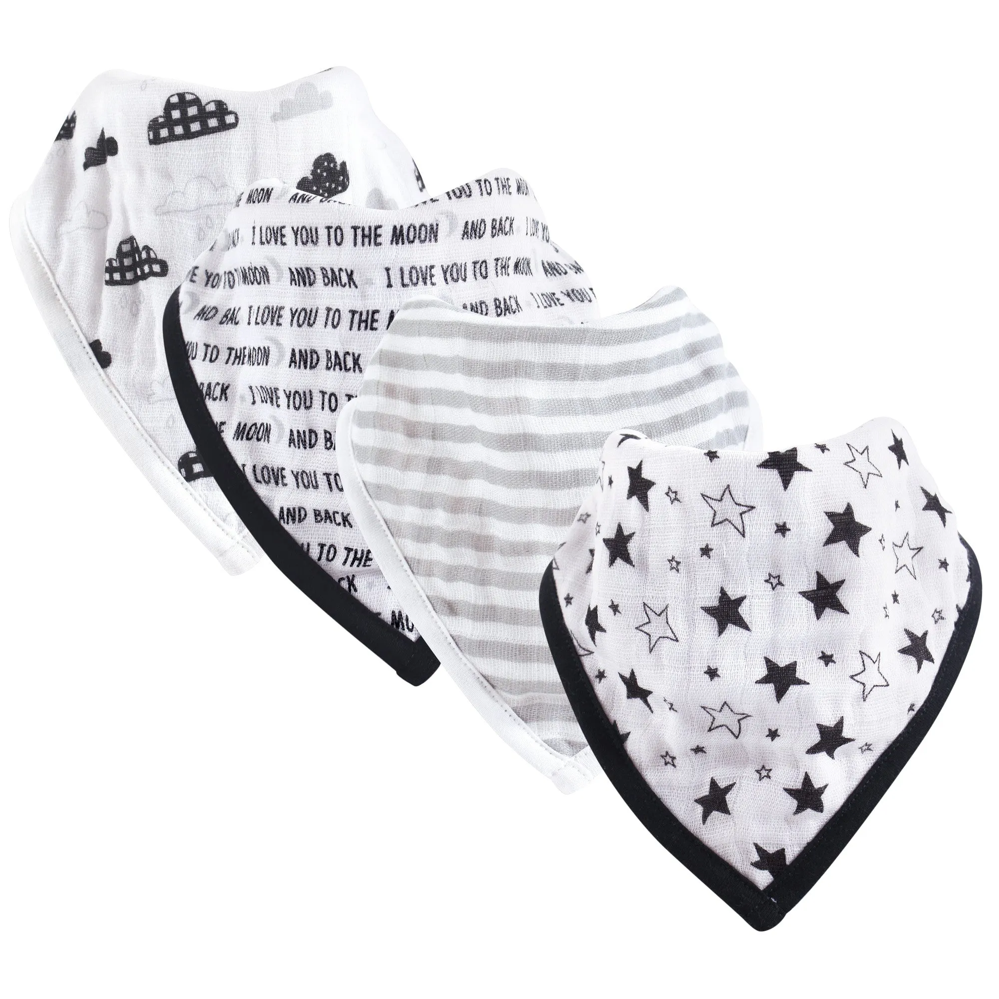 Hudson Baby Muslin Cotton Bandana Bibs, Moon And Back
