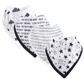 Hudson Baby Muslin Cotton Bandana Bibs, Moon And Back