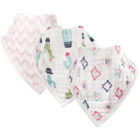Hudson Baby Muslin Cotton Bandana Bibs, Pink Aztec
