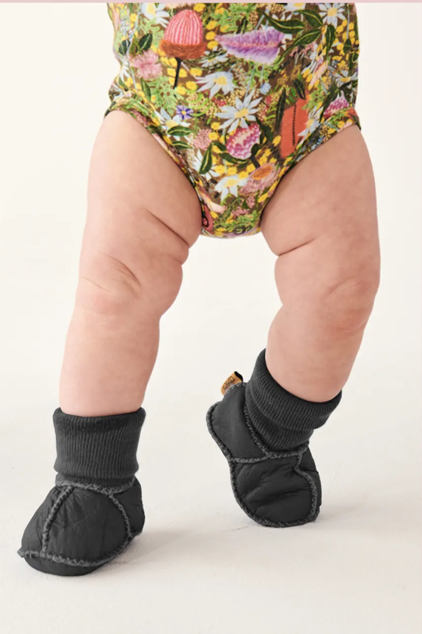 Kip & Co Baby Booties - Dark Grey