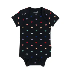 Kyte Baby Short Sleeve Bodysuit - Midnight Rainbow Heart