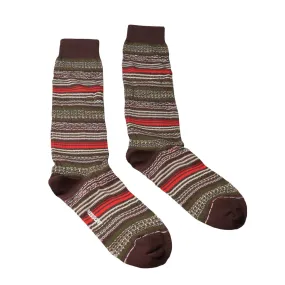 Missoni GM00CMU5236 0001 Olive/Cream Mixed Stripe Knee Length Socks