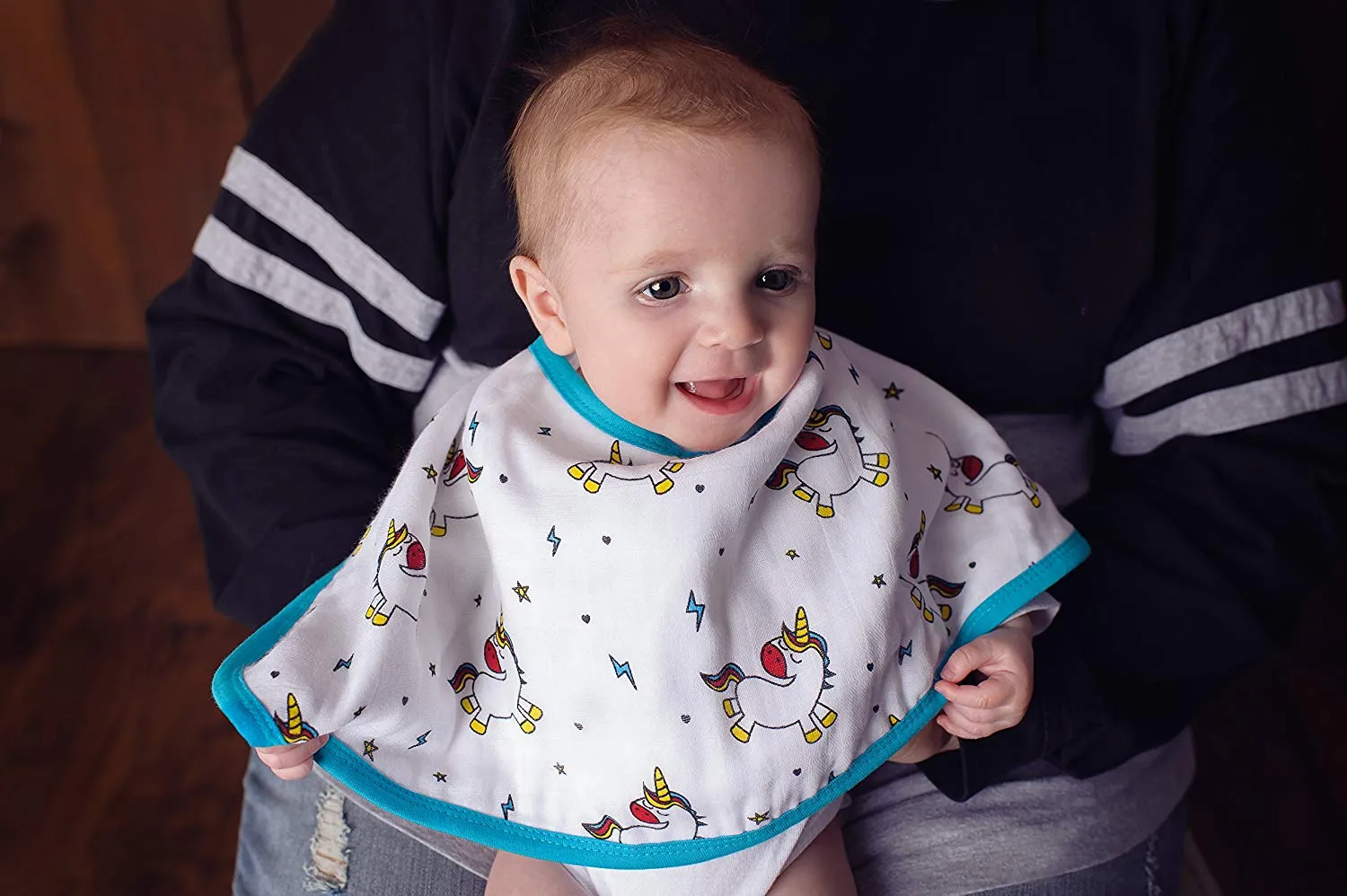 Muslin Burp Cloths, Burpy Bib Set (3 Pack) Unicorn, Rainbow, Cupcake
