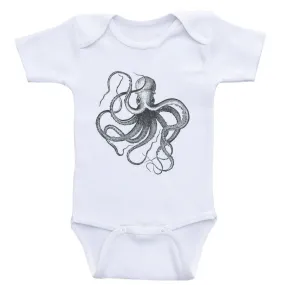 Nautical Baby One-Piece Bodysuits "Octopus" Gender Neutral Baby Shirts