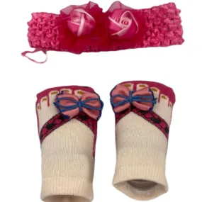 Newborn Baby Headband & Socks Set My-348 Pink Rose - Shop Now For Best Deals