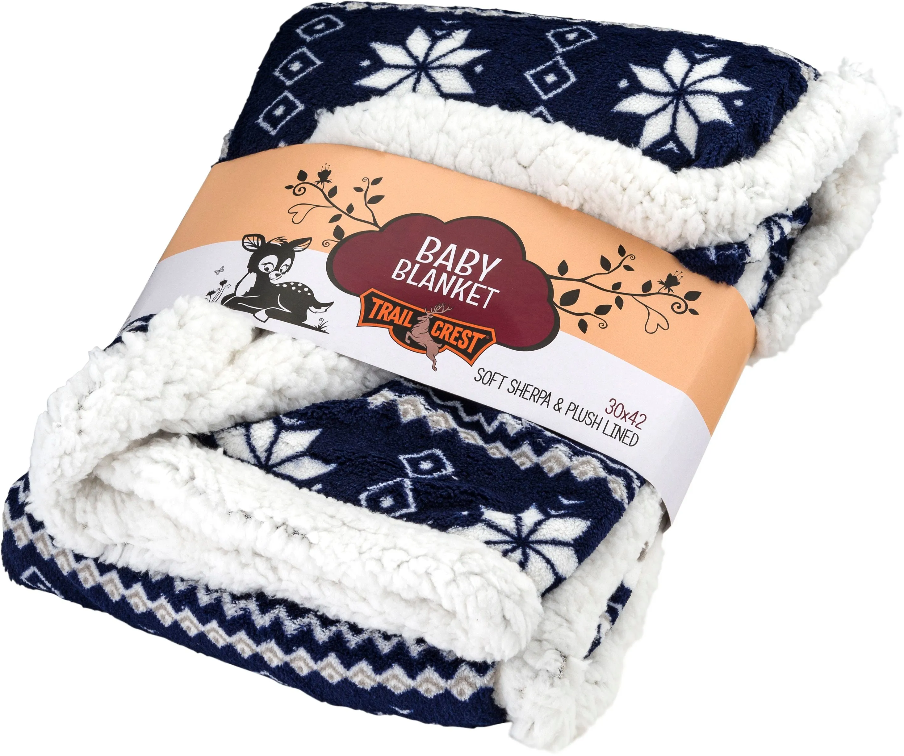 Nordic Plush Fleece Sherpa Baby Blanket