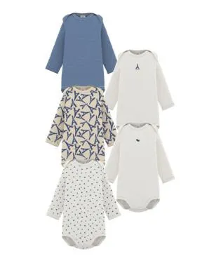 Petit Bateau Baby Long Sleeve 5 Pack Eiffel Tower Bodysuits