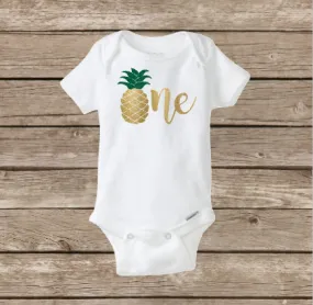 Pineapple Birthday ONE Onesie, Baby Girl, Hawaii Aloha, First Birthday