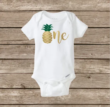 Pineapple Birthday ONE Onesie, Baby Girl, Hawaii Aloha, First Birthday