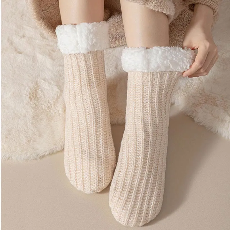 Plus Size Fleece Comfy Thick Slipper Socks(2 Pairs)