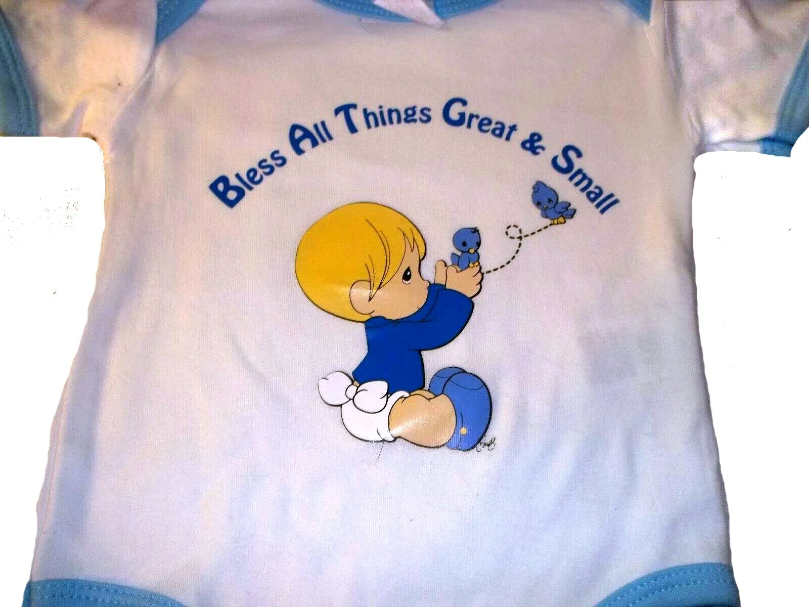 Precious Moments 5pc Blue Baby Boy Onesies One-Piece Creeper Bodysuit 0-3 Month 5-Pack Layette Clothing Gift Set Baby Shower