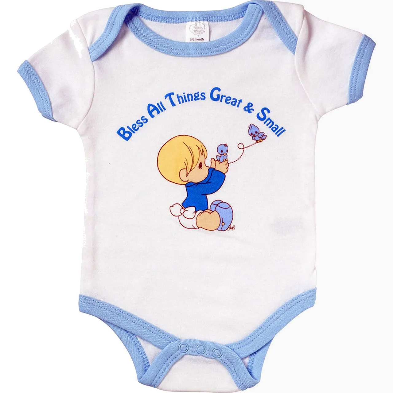 Precious Moments 5pc Blue Baby Boy Onesies One-Piece Creeper Bodysuit 0-3 Month 5-Pack Layette Clothing Gift Set Baby Shower