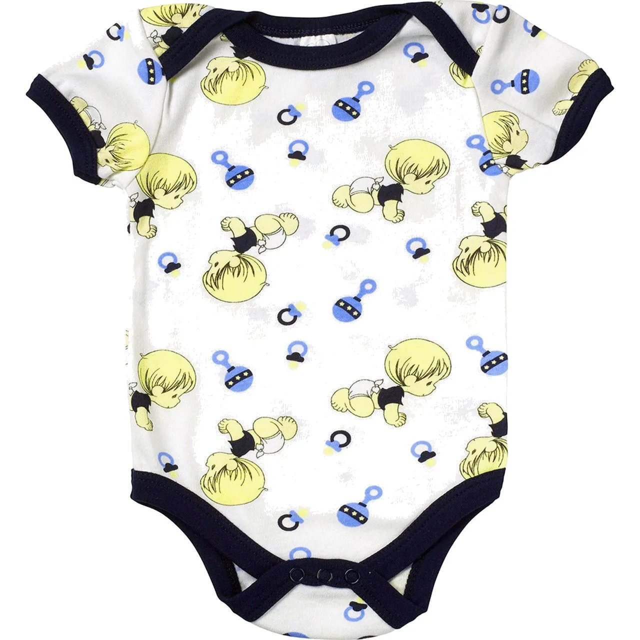 Precious Moments 5pc Blue Baby Boy Onesies One-Piece Creeper Bodysuit 0-3 Month 5-Pack Layette Clothing Gift Set Baby Shower