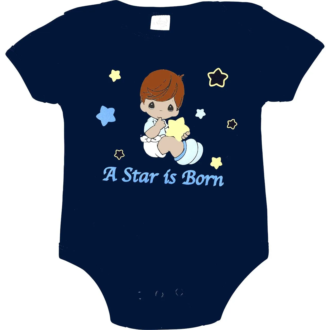 Precious Moments 5pc Blue Baby Boy Onesies One-Piece Creeper Bodysuit 0-3 Month 5-Pack Layette Clothing Gift Set Baby Shower