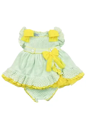 "Beatrice" Mint & Yellow Knit Tulle Dress & Bloomers