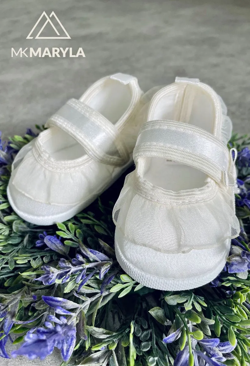 SALE DZ11 Exquisite Baby Booties (white & ivory)