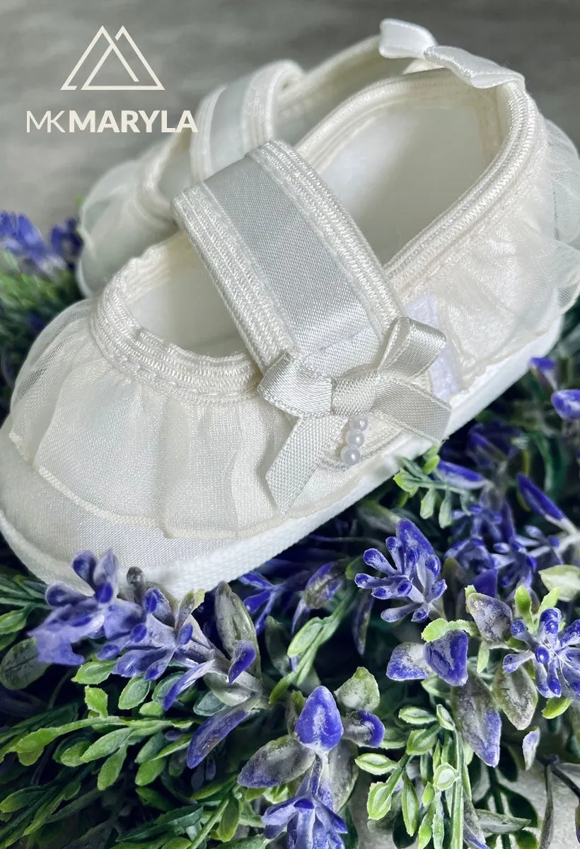 SALE DZ11 Exquisite Baby Booties (white & ivory)
