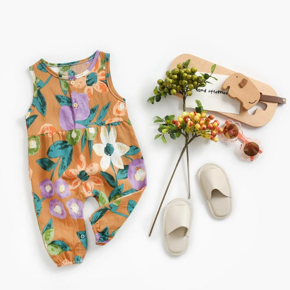 Sanlutoz Flowers Baby Girls Bodysuits Sleeveless Summer Baby Bodysuit
