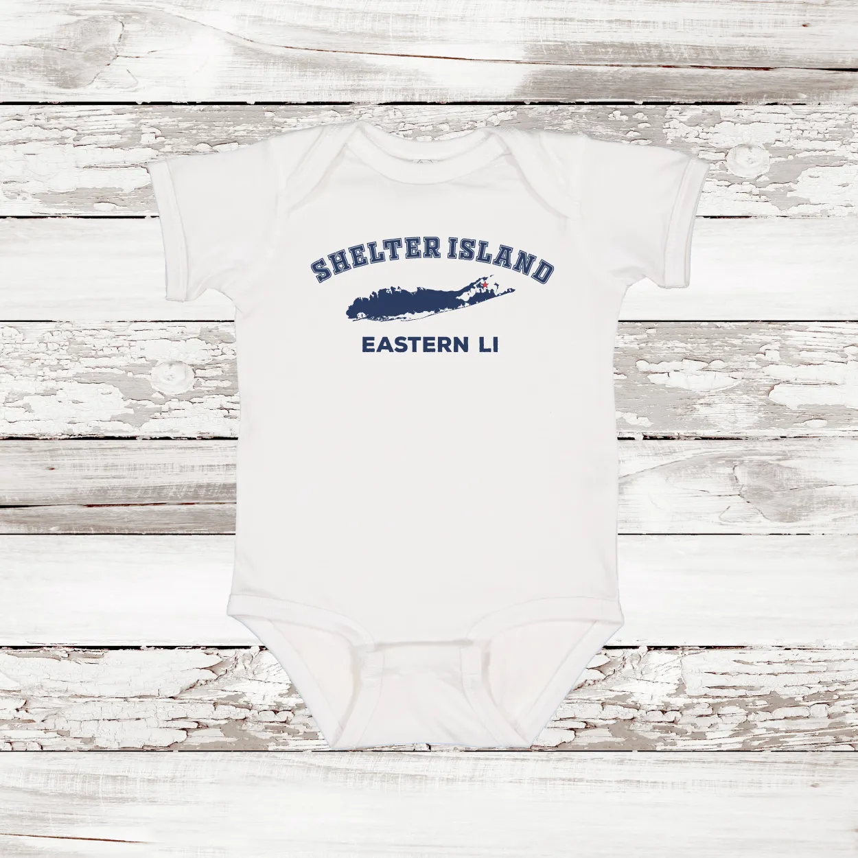 Shelter Island Eastern LI Baby Onesie | Classic Colors