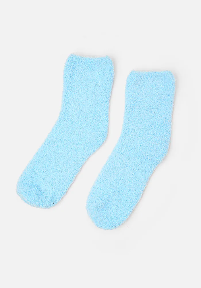 Sky Blue Fluffy Socks