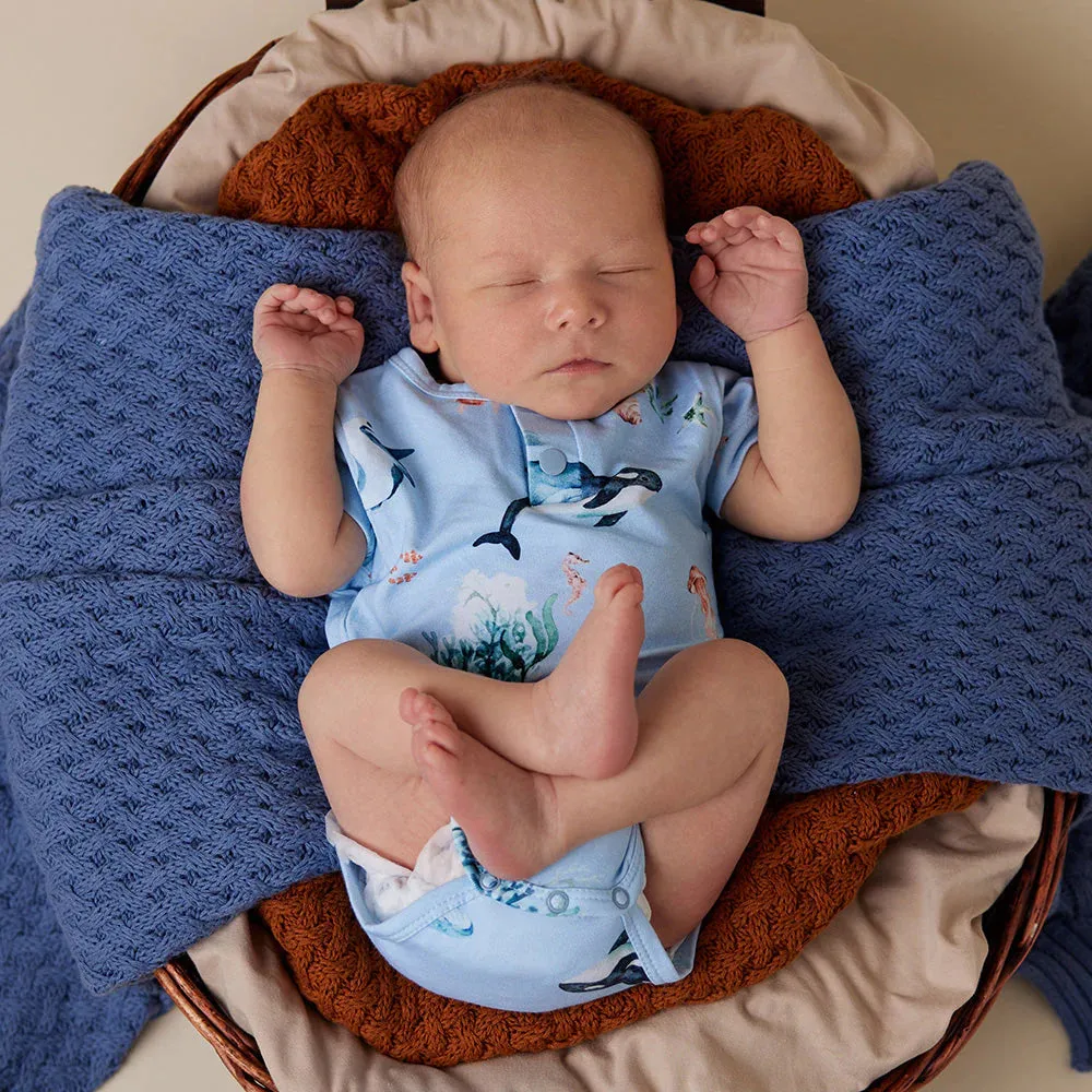 Snuggle Hunny - Organic Short Sleeve Bodysuit - Blue Ocean