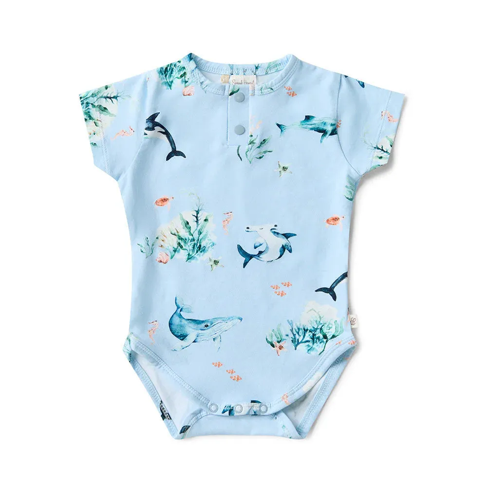 Snuggle Hunny - Organic Short Sleeve Bodysuit - Blue Ocean