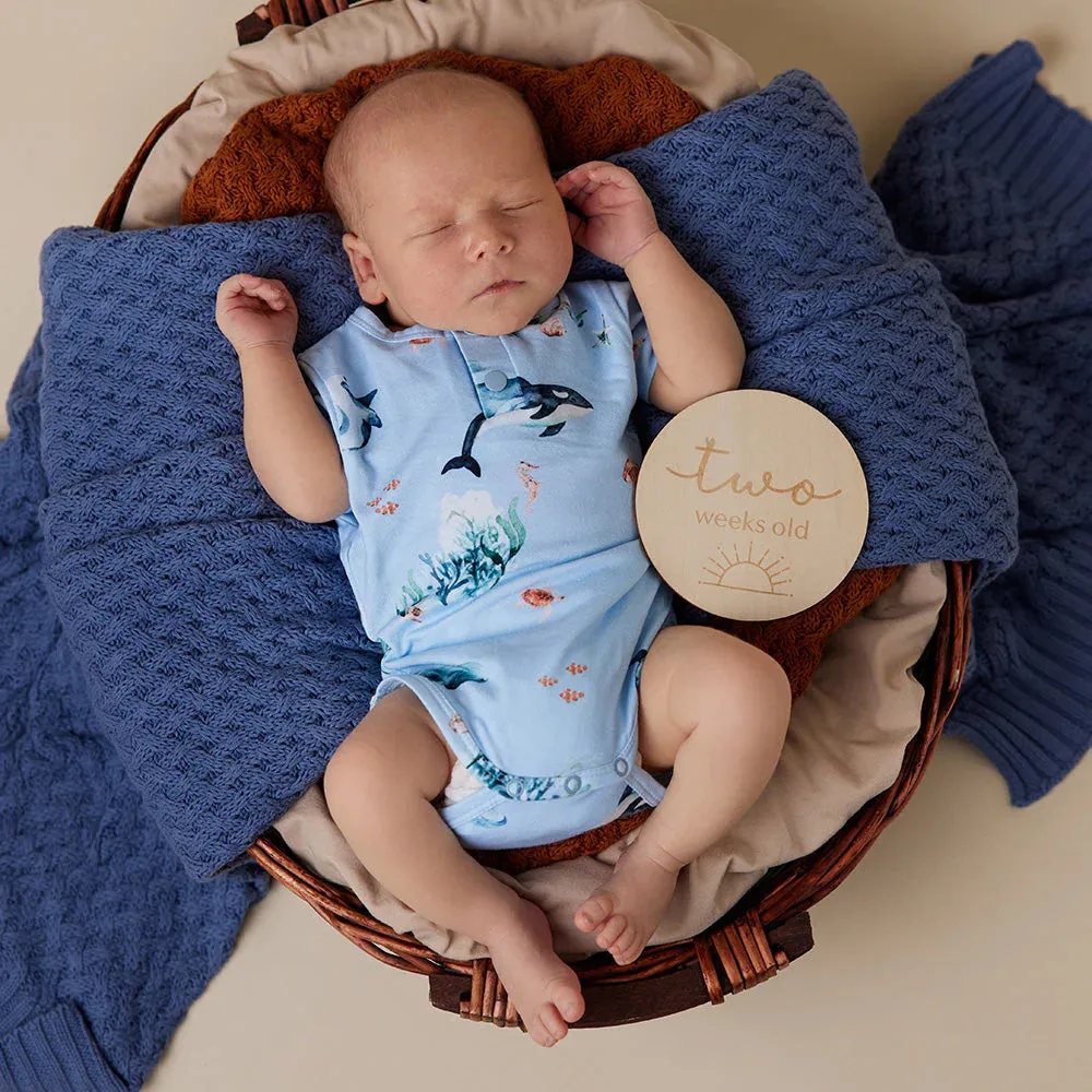 Snuggle Hunny - Organic Short Sleeve Bodysuit - Blue Ocean