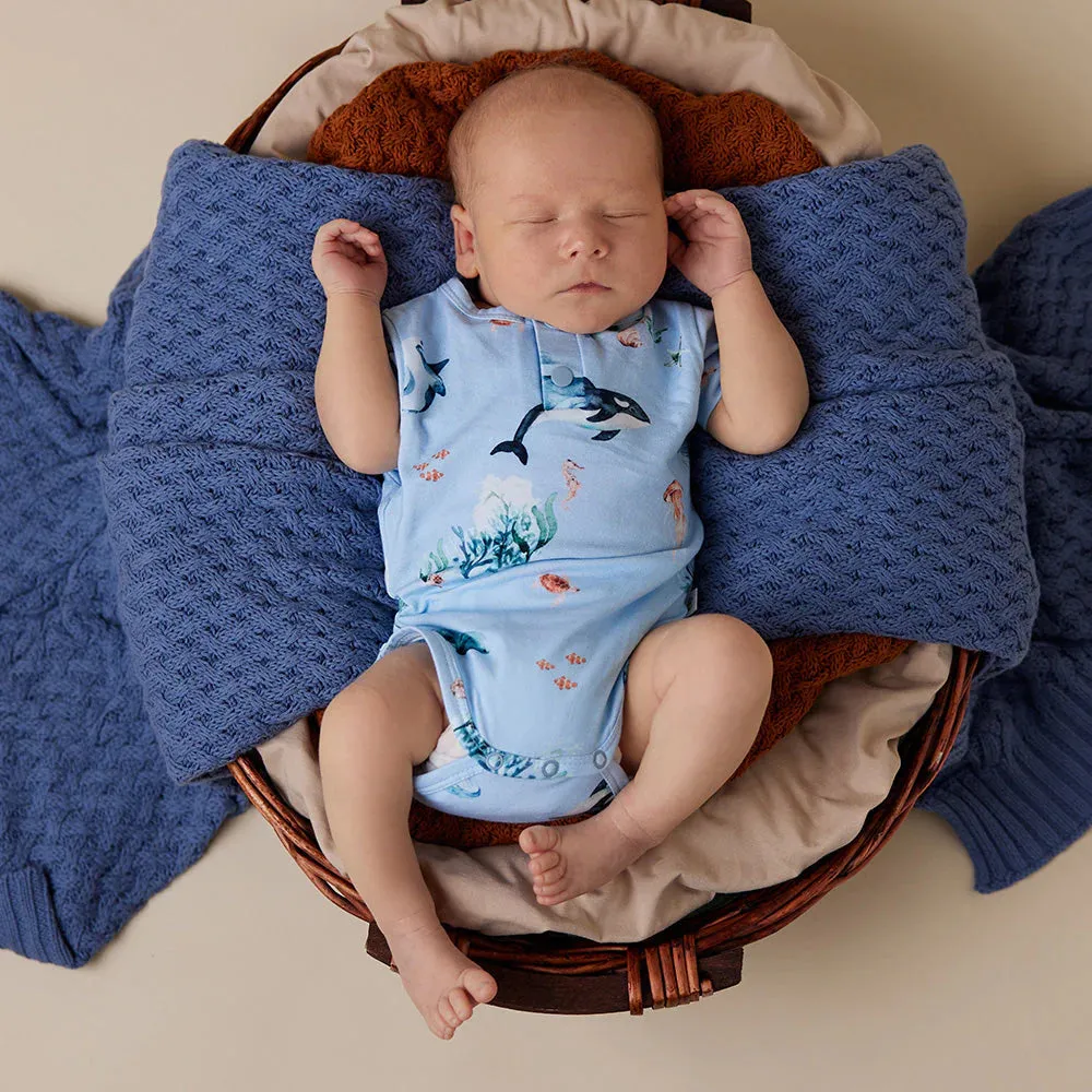 Snuggle Hunny - Organic Short Sleeve Bodysuit - Blue Ocean