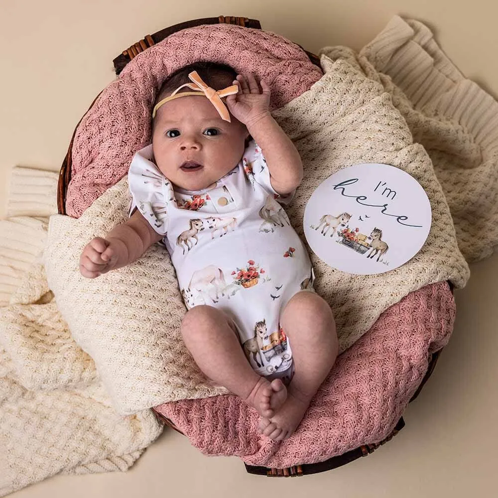 Snuggle Hunny - Organic Short Sleeve Bodysuit with Frill - Pony Pals