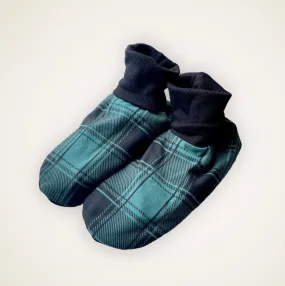 Spruce Plaid Slip On Booties - Adult Sized with 10” Sole