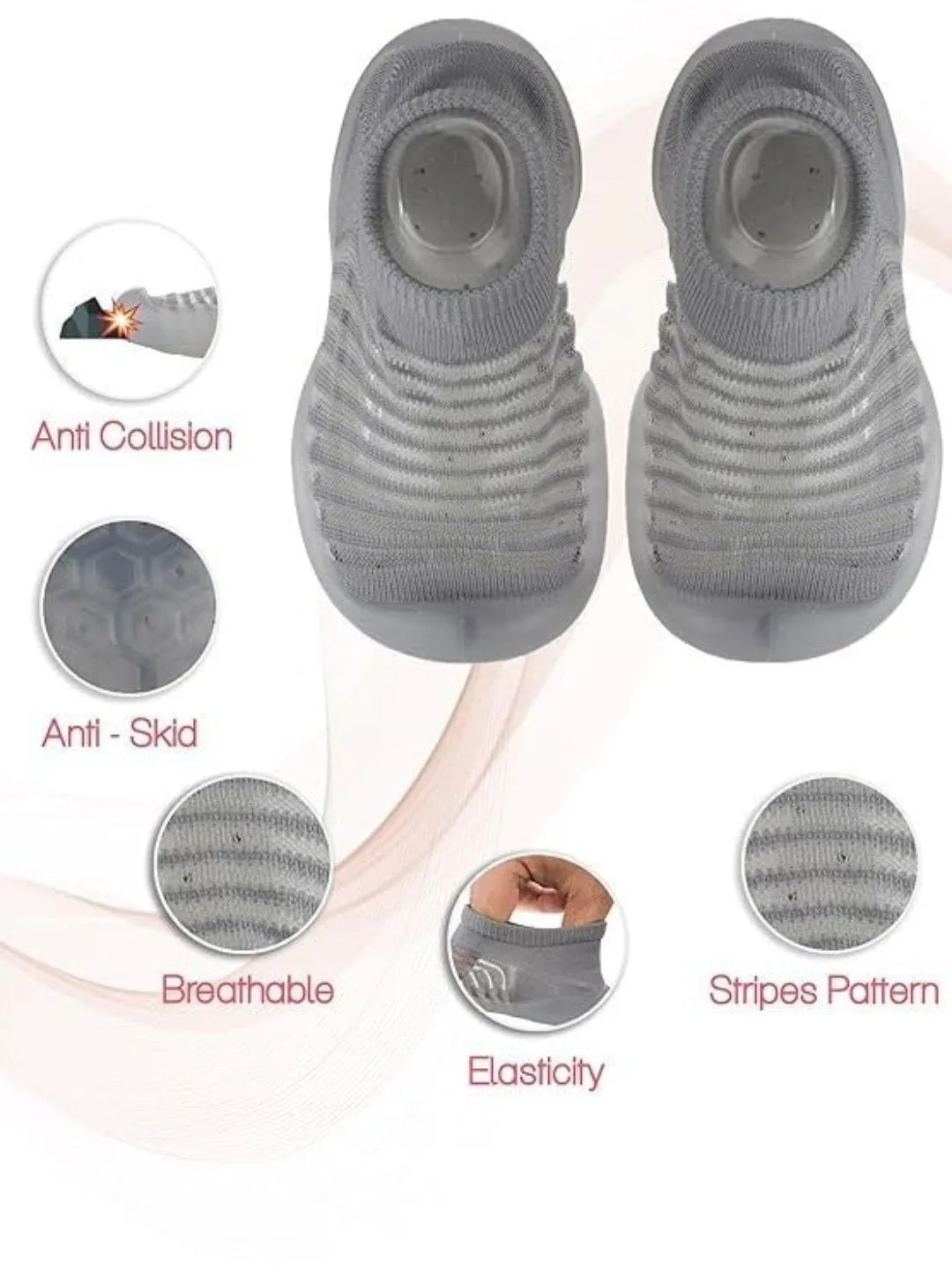 Striped Anti-Skid Rubber Sole Shoe Socks for Boys