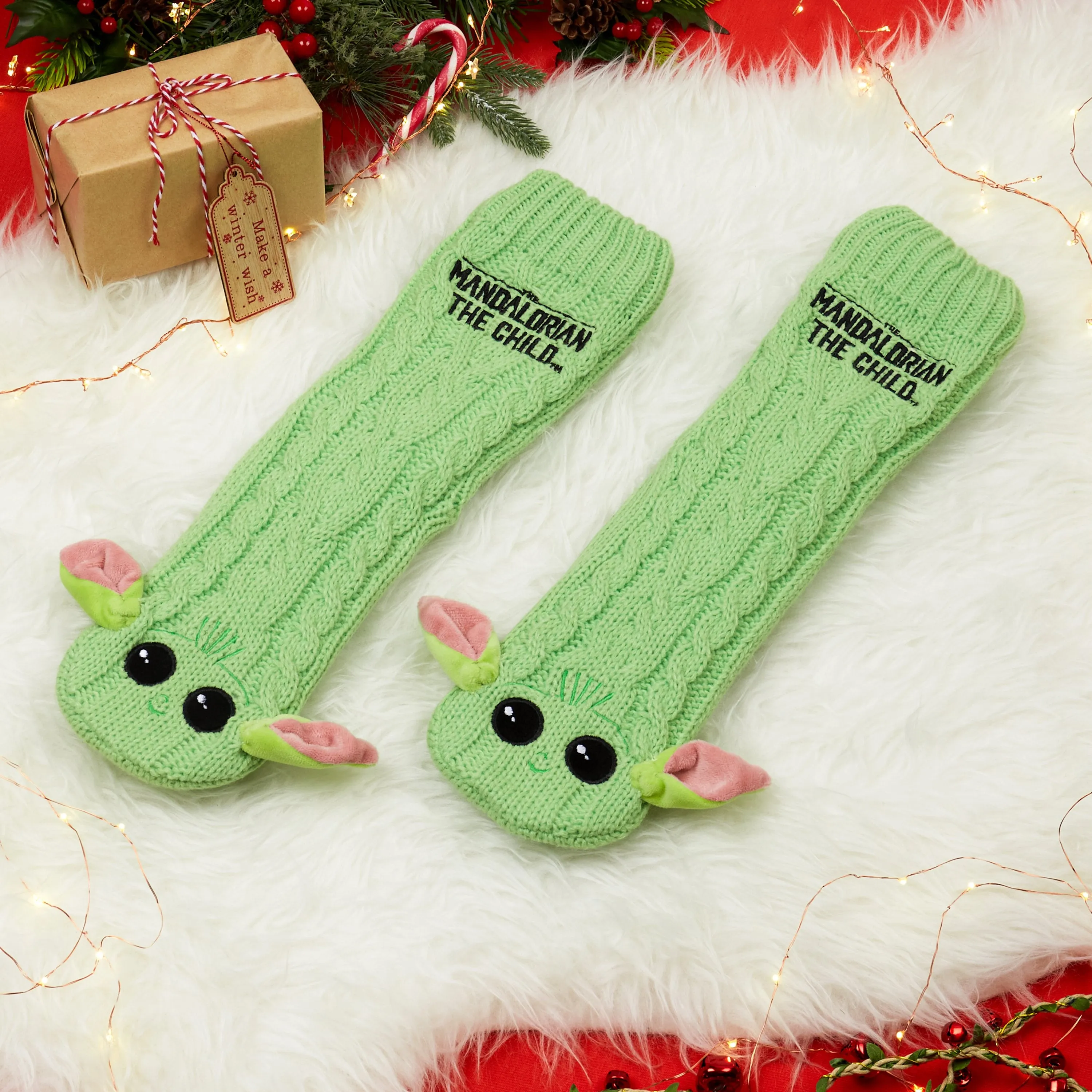 The Mandalorian Fluffy Socks, Baby Yoda Mens Slipper Socks, Warm Knitted Socks